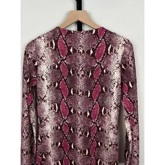 Diane von Furstenberg Purple Snake Print Reina Long Sleeve Dress Silk Sz 6 - Picture 8 of 14